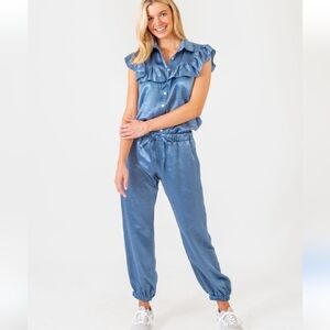 KOCH Satin Hunter Jogger Pants Light Blue